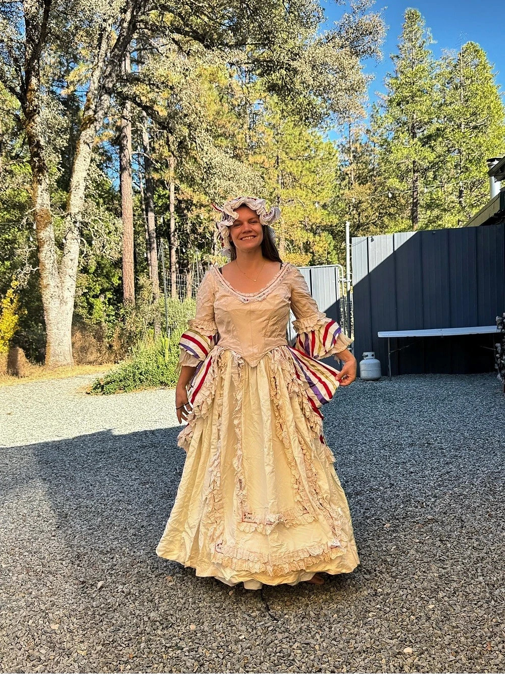 Women's Vintage Victorian Costume in Cream Purple & Red